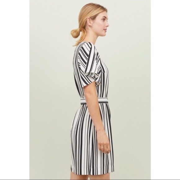H&M Striped Tie Dress Black & White Mini Dress Size 0 - Picture 2 of 7